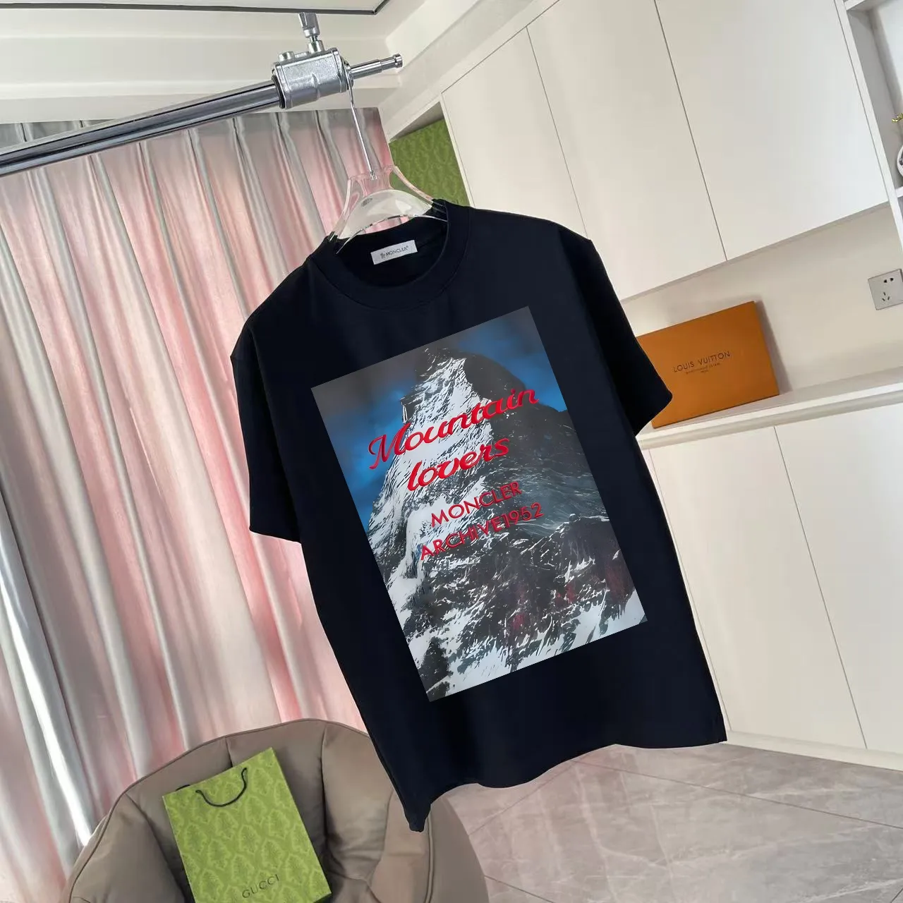 Moncle* 2025 New Arrival logo 300 t Same Style Size：S M L XL XXL ：Black White Red Gray